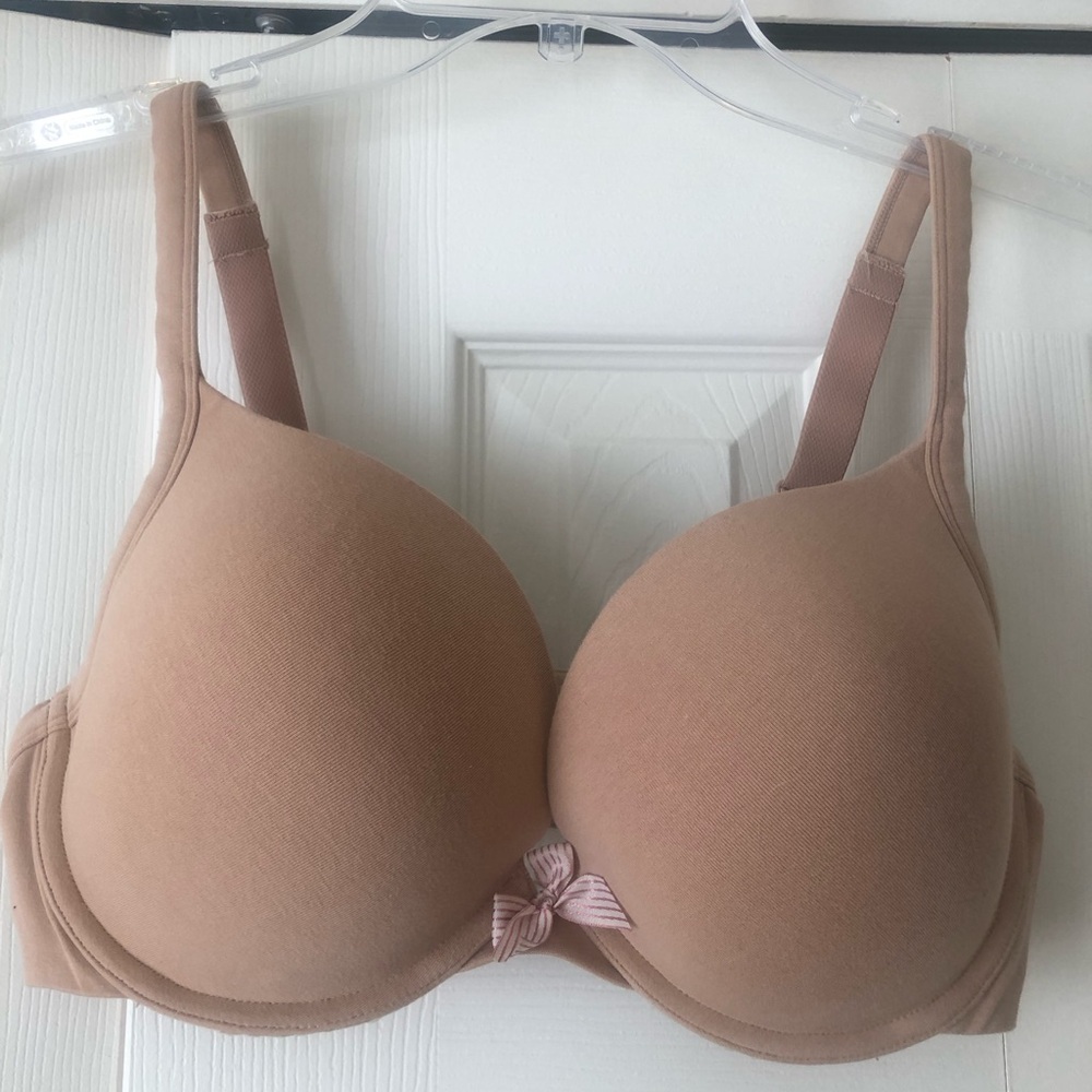 Le Mystere Underwire Plunge T-shirt Bra Size 36DD Nude